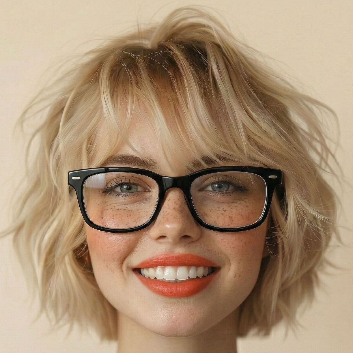 AI try-on: Classic black rectangular glasses on face