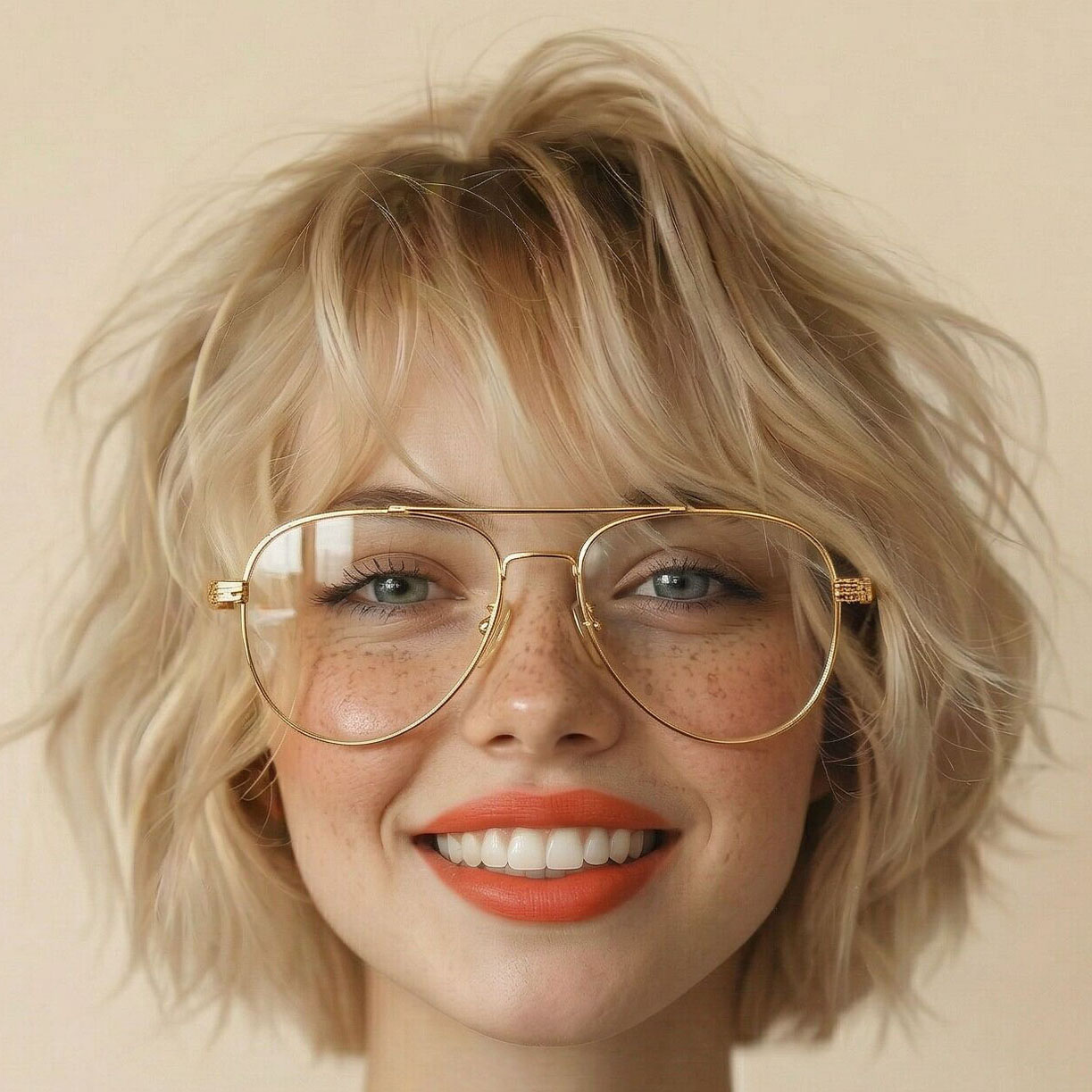 AI try-on: Gold metal aviator sunglasses for men and women