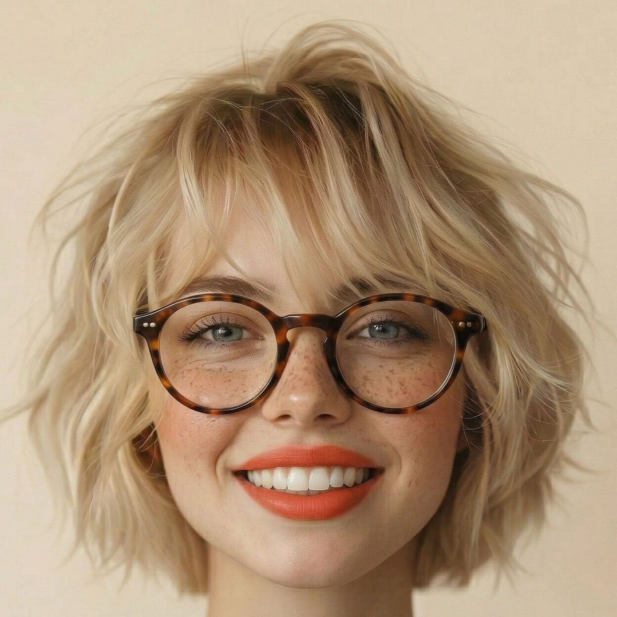 AI try-on: Retro round tortoise shell glasses for oval faces