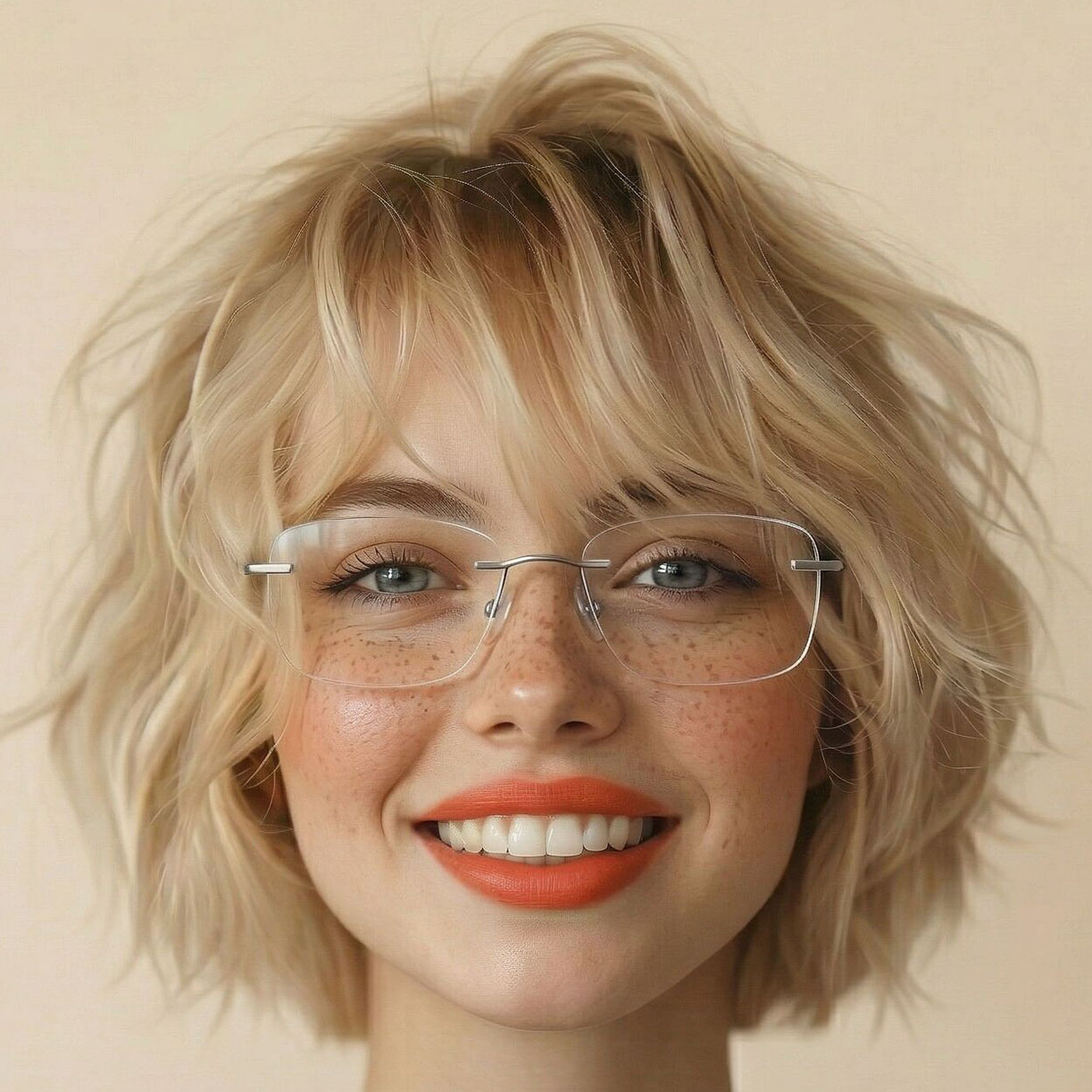 AI try-on: Sleek rimless glasses for a minimalist look