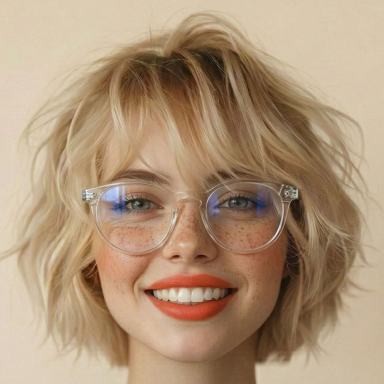AI try-on: Trendy crystal clear acetate glasses for modern style